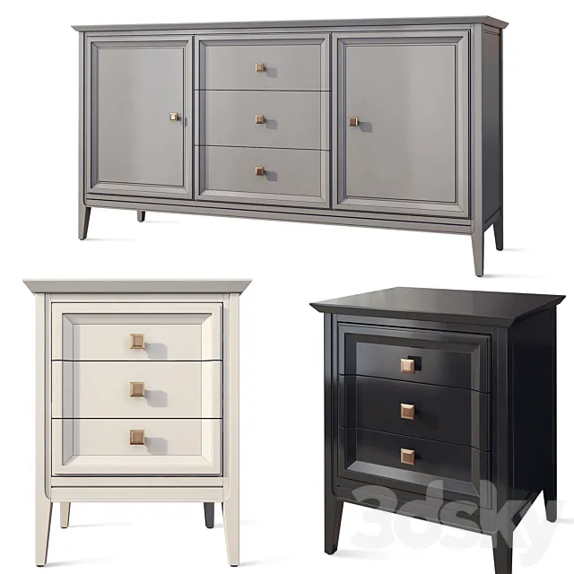 Chest of drawers and bedside table Tesoro Aletan 3D Model