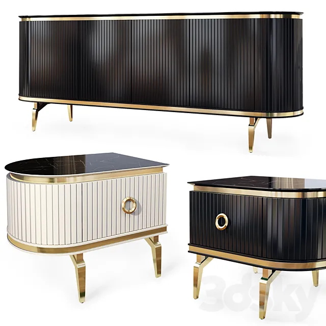 Chest of drawers and bedside tables Art Deco Nest. Nightstand sideboard by Medusa Home 3D Model Chest of drawers and bedside tables Art Deco Nest. Nightstand sideboard by Medusa Home 3D Model