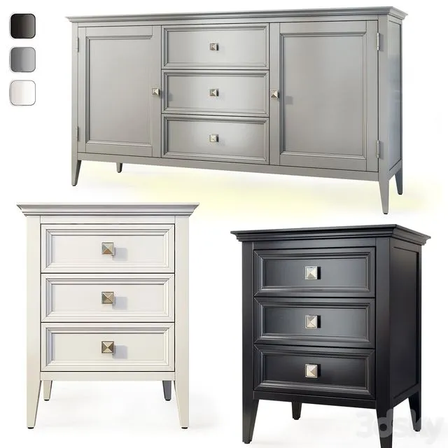 Chest of drawers and bedside tables Brooklyn. Sideboard nightstand by MebelMoscow 3D Model Chest of drawers and bedside tables Brooklyn. Sideboard nightstand by MebelMoscow 3D Model