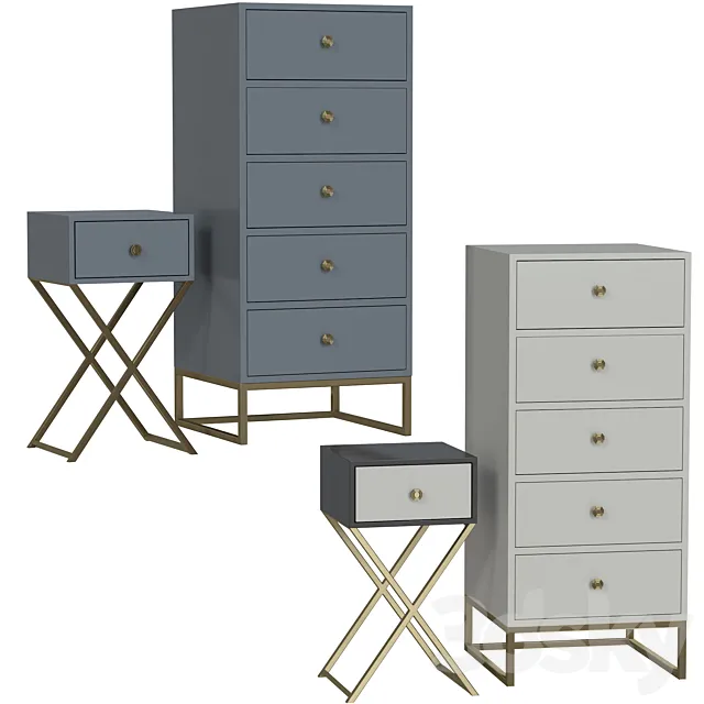 Chest of drawers and bedside tables hudkoff_mebel 3D Model Chest of drawers and bedside tables hudkoff_mebel 3D Model