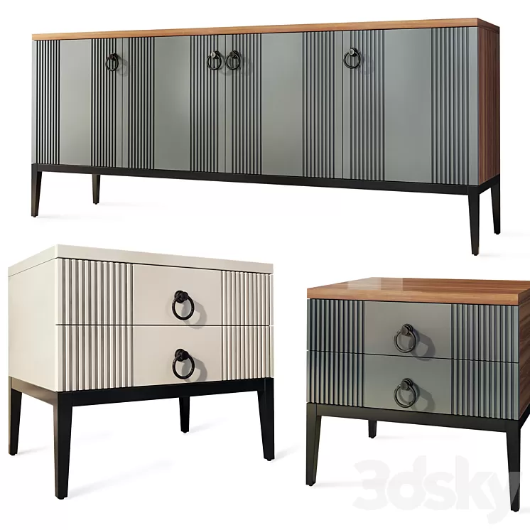 Chest of drawers and bedside tables Mass. Sideboard nightstand by Vivense 3D Model Free Download