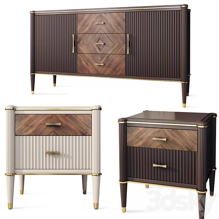 Chest of drawers and bedside tables Venice. Nightstand sideboard by Classico Italiano 3D Model Chest of drawers and bedside tables Venice. Nightstand sideboard by Classico Italiano 3D Model