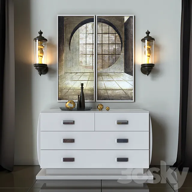 Chest of drawers and lamp Smania 3D Model