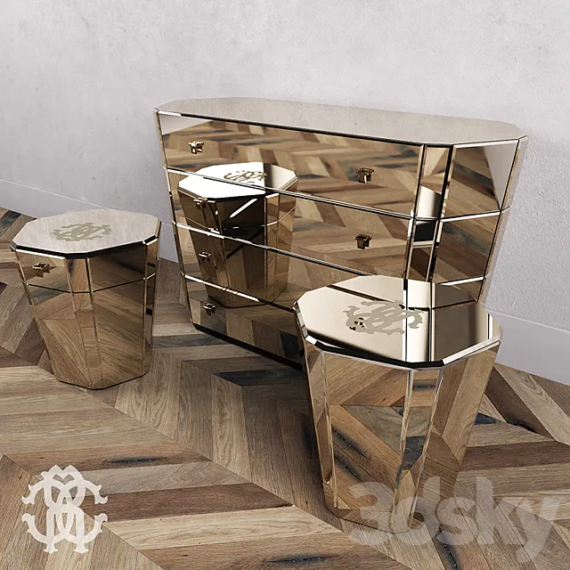 Chest of drawers and pedestals Dorian from Roberto Cavalli 3D Model Chest of drawers and pedestals Dorian from Roberto Cavalli 3D Model