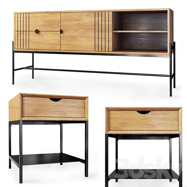 Chest of drawers and sideboards Clara Mambo. Sideboard nightstand by La Redoute 3D Model Chest of drawers and sideboards Clara Mambo. Sideboard nightstand by La Redoute 3D Model
