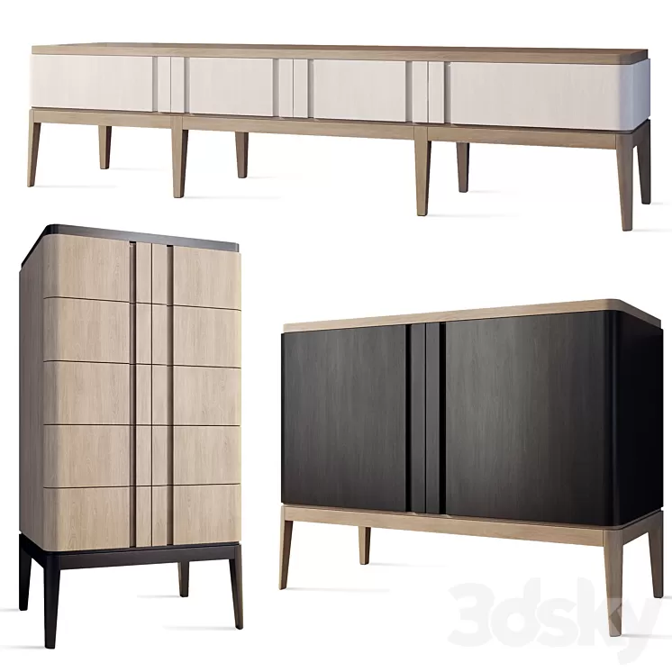 Chest of drawers and TV cabinet line Ellipse Furniture 3D Model Free Download