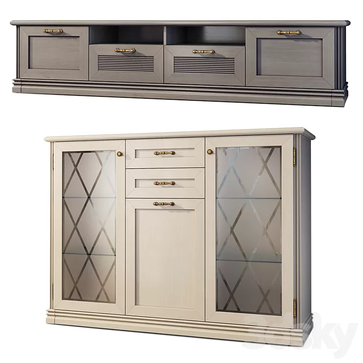 Chest of drawers and TV stand Country. Angstrem. Sideboard TVstand 3D Model Free Download