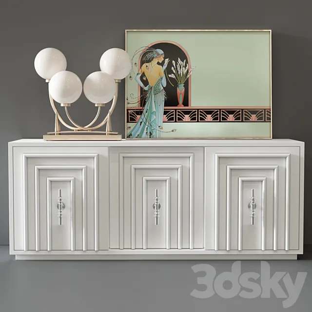 Chest of drawers Art Deco 3 Door Credenza 3DModel Chest of drawers Art Deco 3 Door Credenza 3DModel