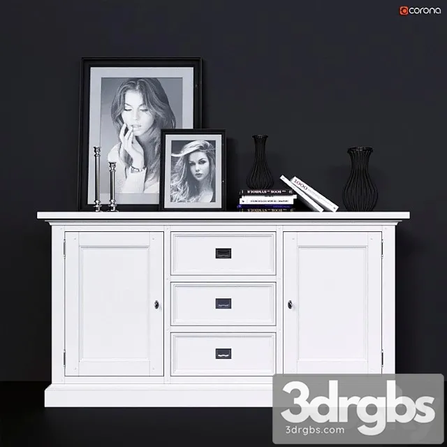 Chest of drawers dantone home oxford with blind doors 2 3D Model Download