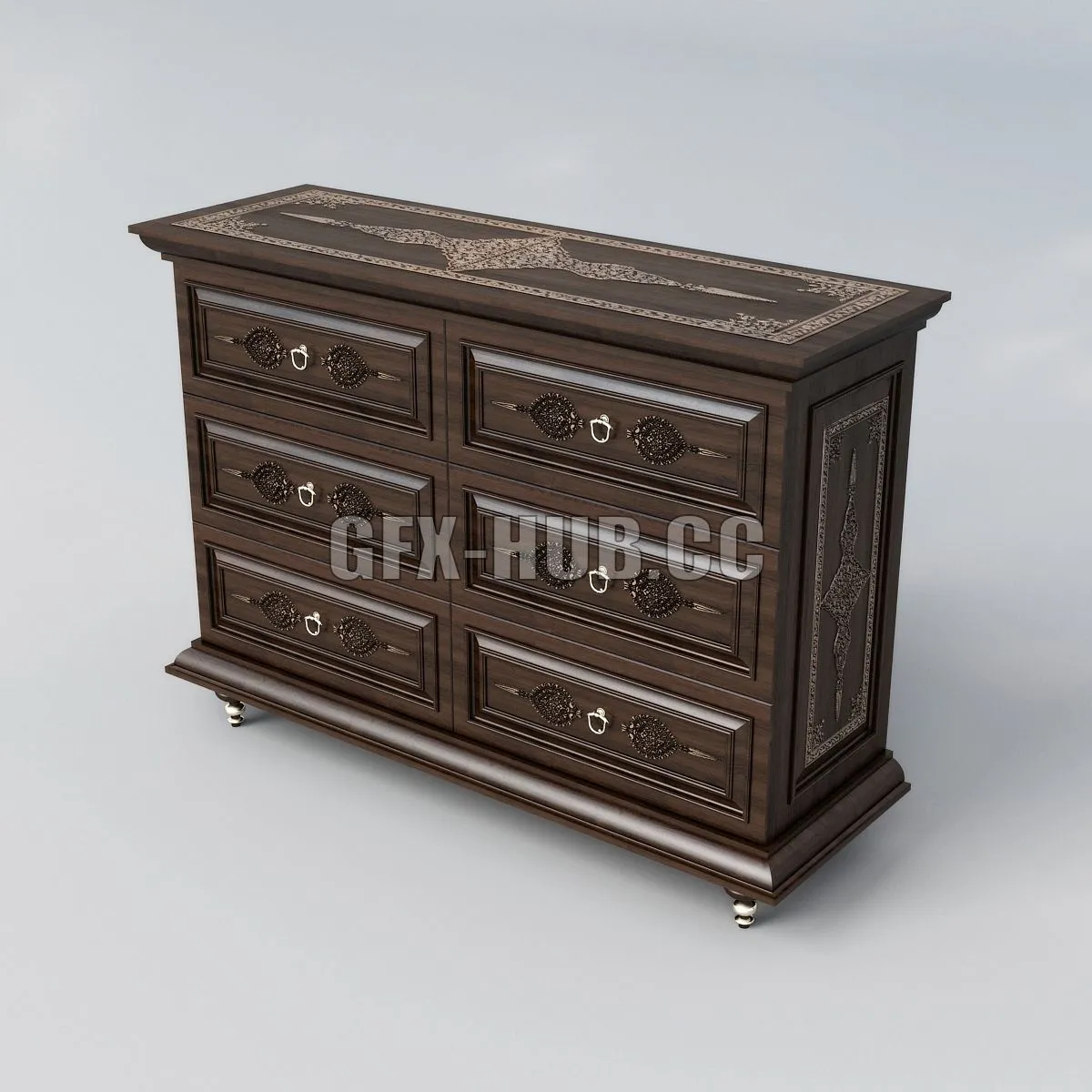 Chest of drawers in east style 3D Model