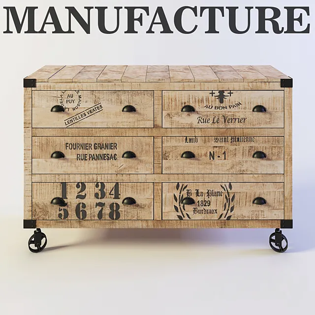 Chest of drawers MANUFACTURE Loft Art 3DModel Chest of drawers MANUFACTURE Loft Art 3DModel