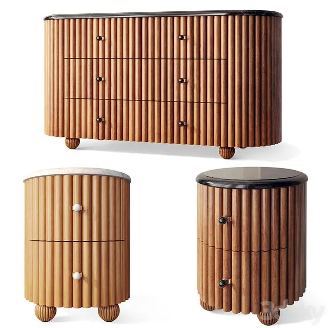 Chest of drawers oval bedside table Carlisle Soho Home 3D Model