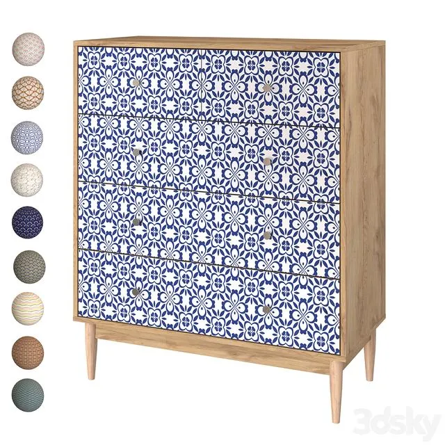 Chest of drawers Tyrone-1 Shell Lace Tulip 3D Model Chest of drawers Tyrone-1 Shell Lace Tulip 3D Model