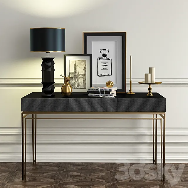 Chest of drawers with decorative set_2 3DModel