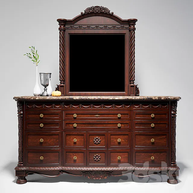 Chest of drawers with mirror North Shore 3D Model Chest of drawers with mirror North Shore 3D Model