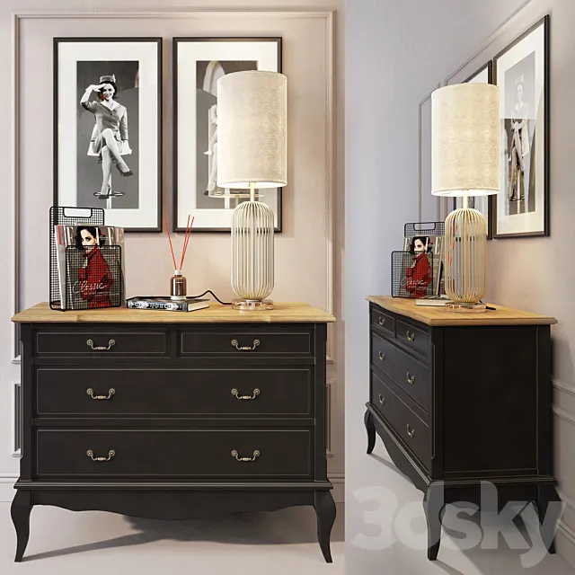 Chest of leontin Black. Whatnot 3D Model Chest of leontin Black. Whatnot 3D Model