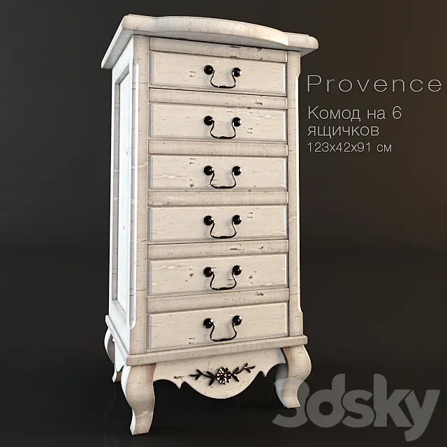 Chest-style Provence 6 drawers 3DModel
