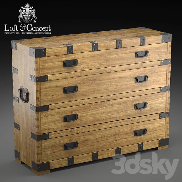 CHEST VINTAGE ANTIQUE OAK 3DModel