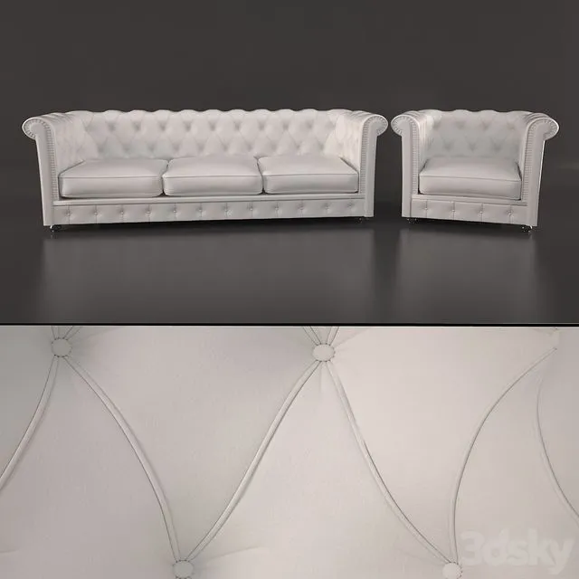 Chesterfield sofa by Piero Lissoni 3D Model Chesterfield sofa by Piero Lissoni 3D Model