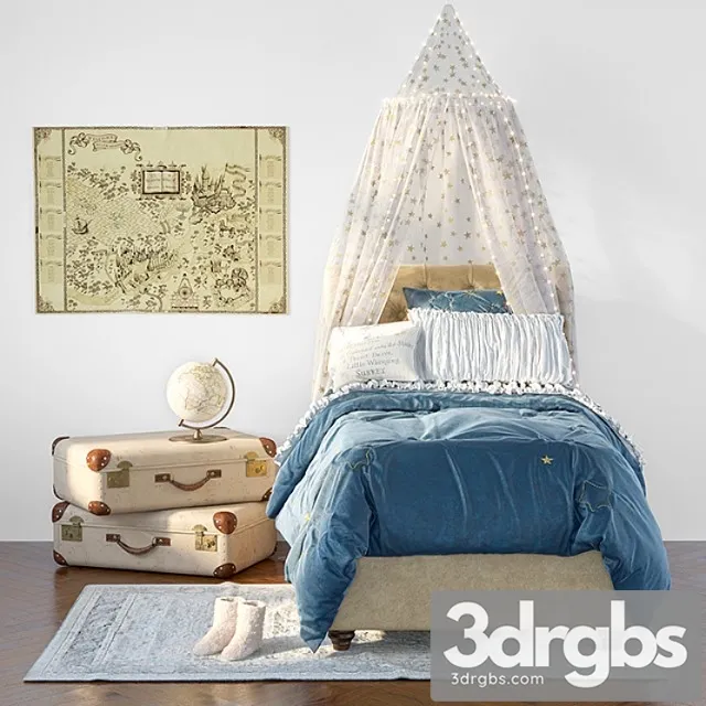 Chesterfield Upholstered Bed by Pottery Barn 3D Model Download