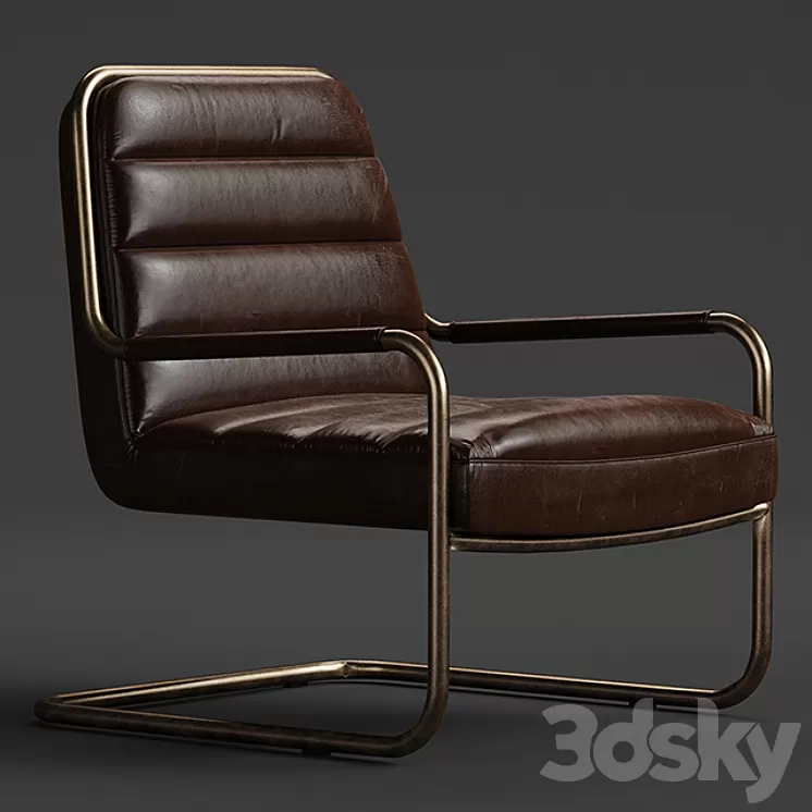 chestnut faux leather lounge chair 3D Model