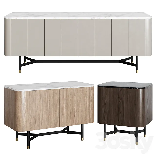 Chests of drawers and bedside table 3D Model