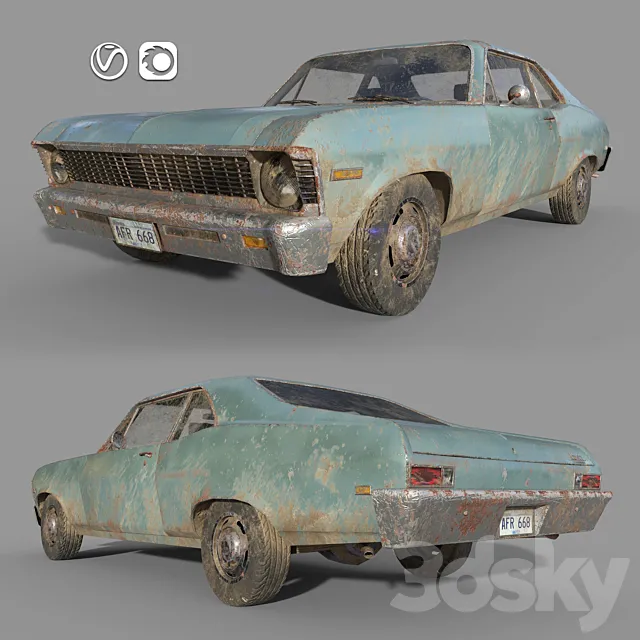 Chevrolet Nova 1969 Low Poly Free Download