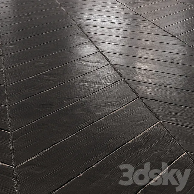 Chevron Parquet – Black Aged 3DModel
