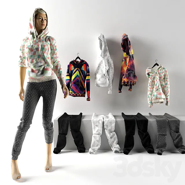 Chic Geometric Print Hoodie 3D Model