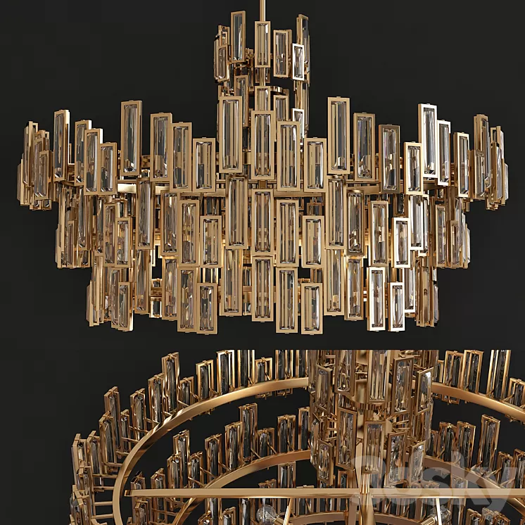 Chic Gold Chandelier Modern Metropolitan 3D Model