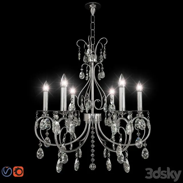 Chic Nouveau 6 Light Chandelier 3D Model Chic Nouveau 6 Light Chandelier 3D Model