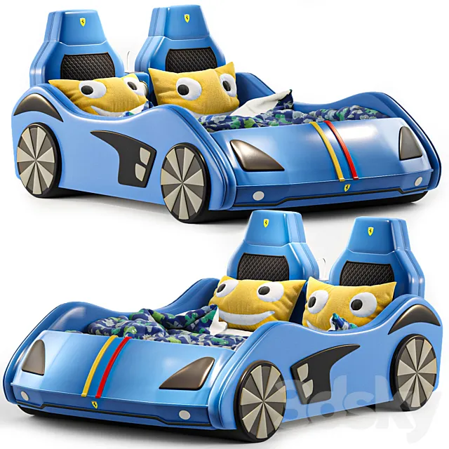 child bed car ferrari (storage) Low poly 3D Model child bed car ferrari (storage) Low poly 3D Model