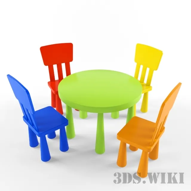 child-room – Baby chairs and table IKEA 3D Model