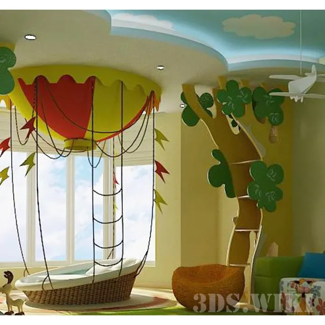 child-room – Bed – balloon for children 3D Model