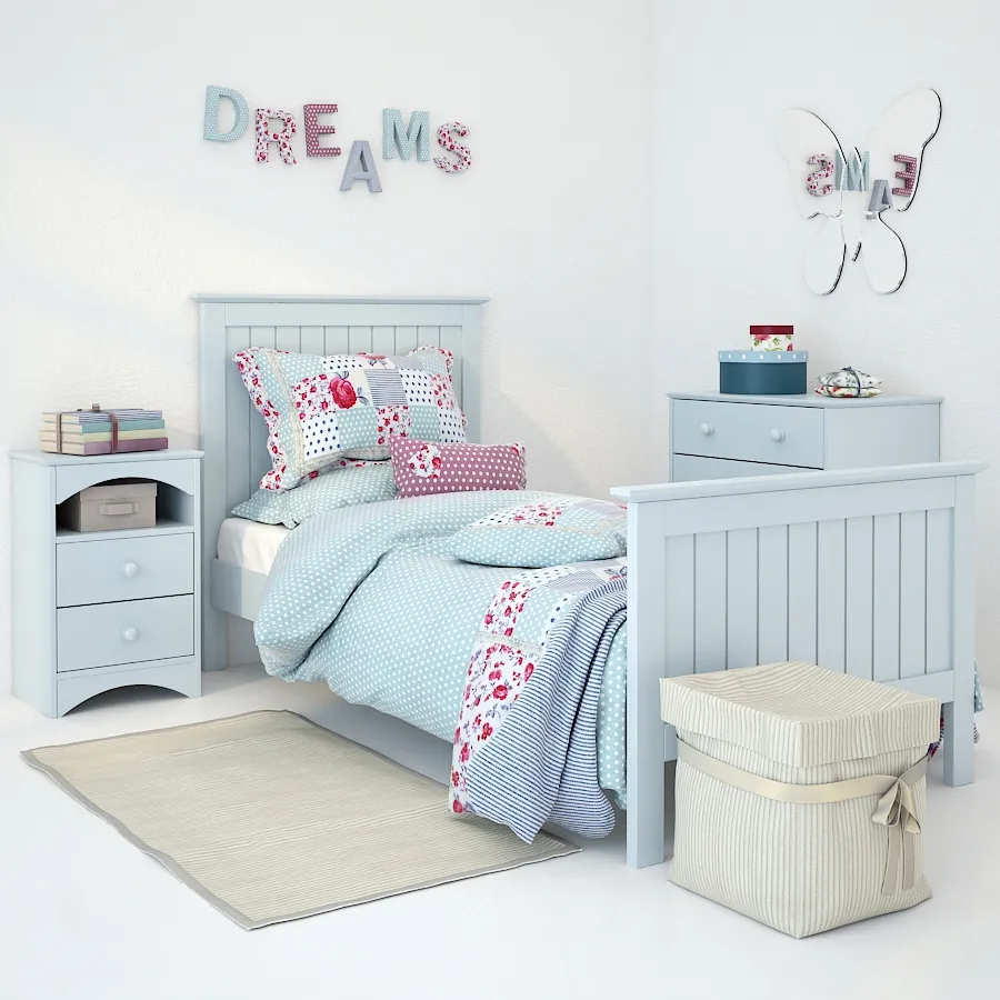 child-room – Bed Barney Blue 01 3D Model