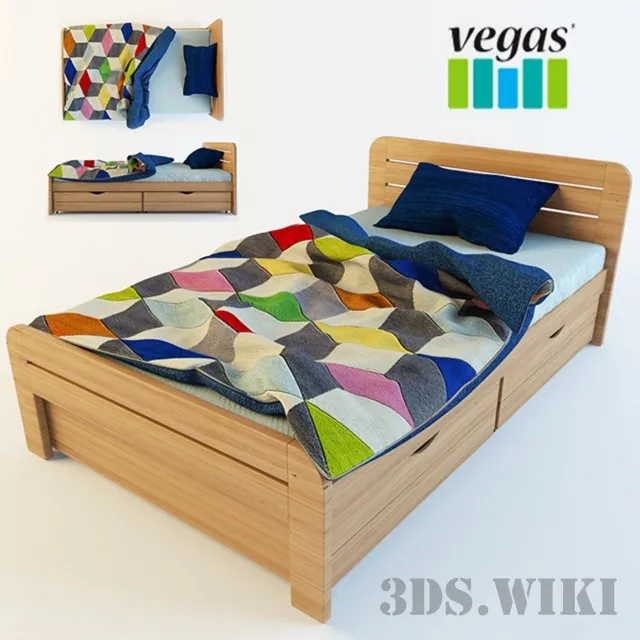 child-room – Bed with mattress Vegas 3D Model