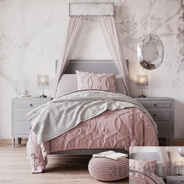 child-room – Child Bed MARCELLE UPHOLSTERED 3D Model