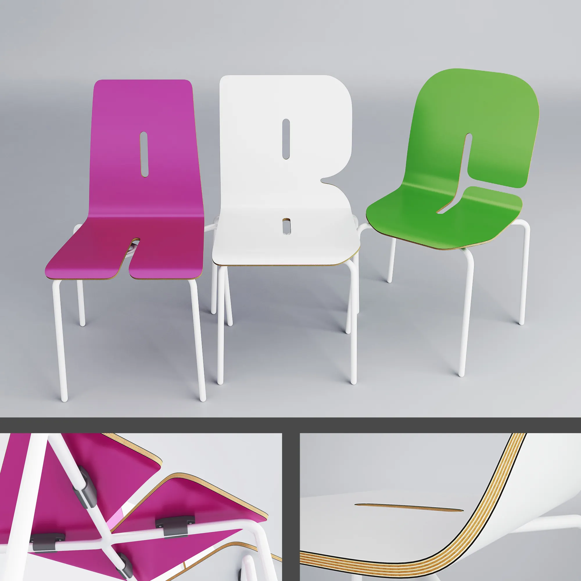 child-room – Children chairs 01 3D Model
