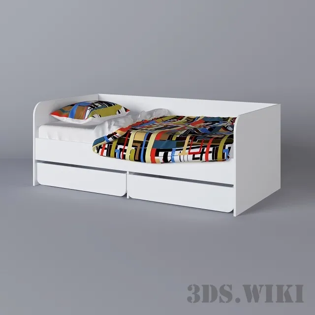 child-room – Children’s bed with bed linen 3D Model