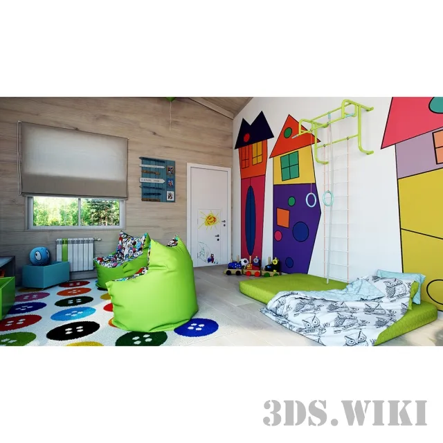 child-room – Children’s room with different items 3D Model