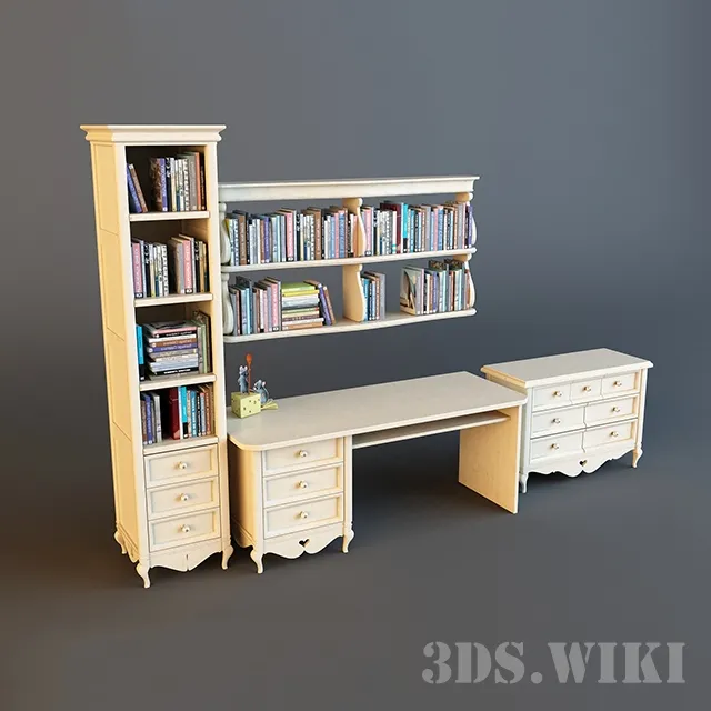 child-room – Children’s table wardrobe and chest of drawers 3D Model