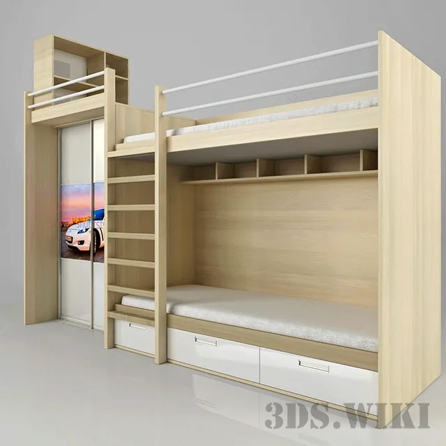 child-room – Children’s two-story bed Bunk Bed 3D Model