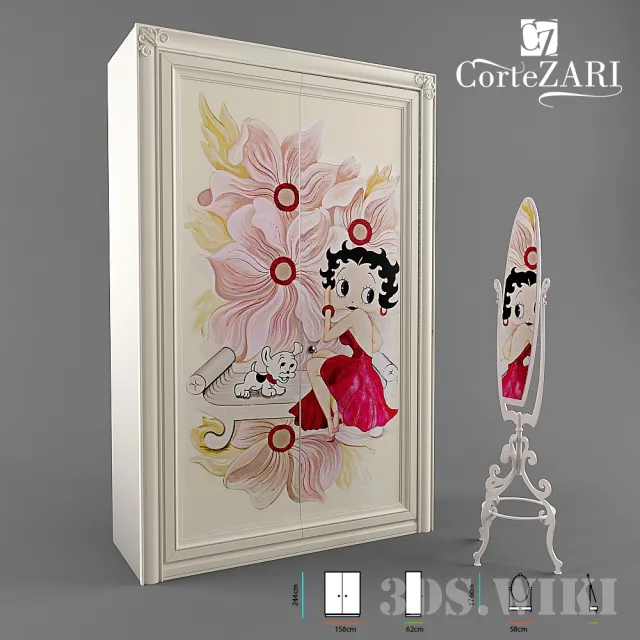 child-room – Children’s wardrobe and mirror for girls – CorteZari 3D Model