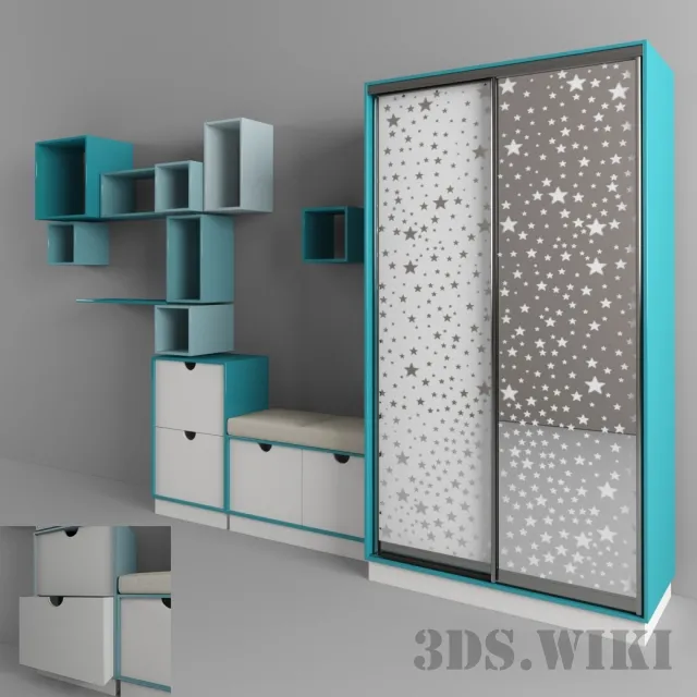 child-room – Contemporary shelves and cabinets 3D Model