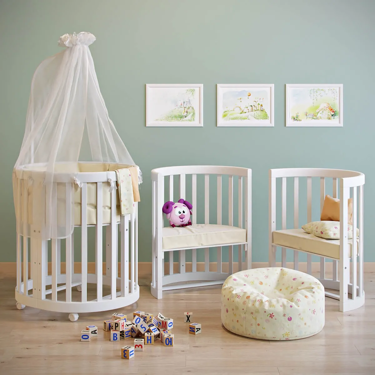 child-room – Cradle and chair 01 3D Model