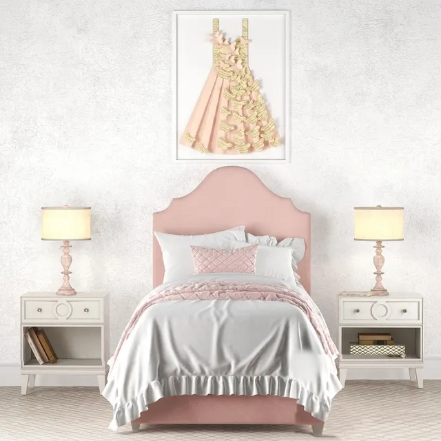 child-room – MIA Upholstered bed set Restoration Hardware 3D Model
