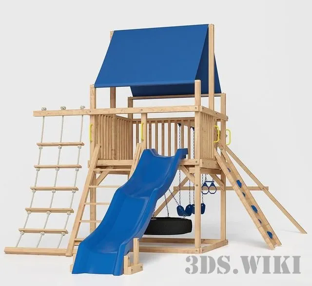 child-room – Playground with a blue slide 3D Model