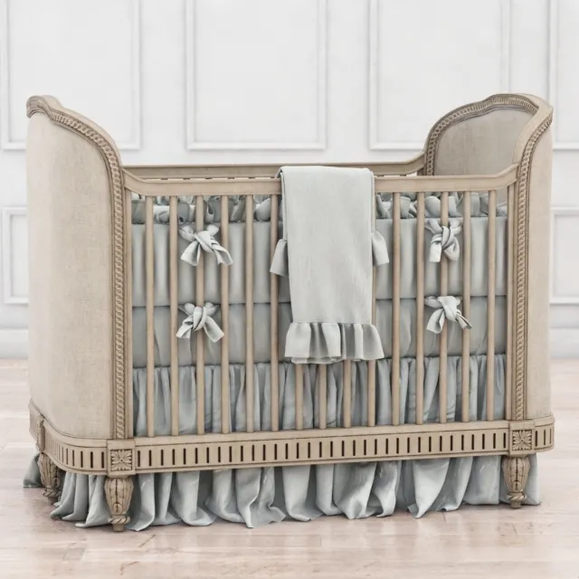 child-room – RH Belle Upholstered Crib (distressed linen) 3D Model