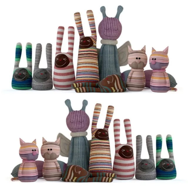 child-room – Set of textile toys from socks 3D Model
