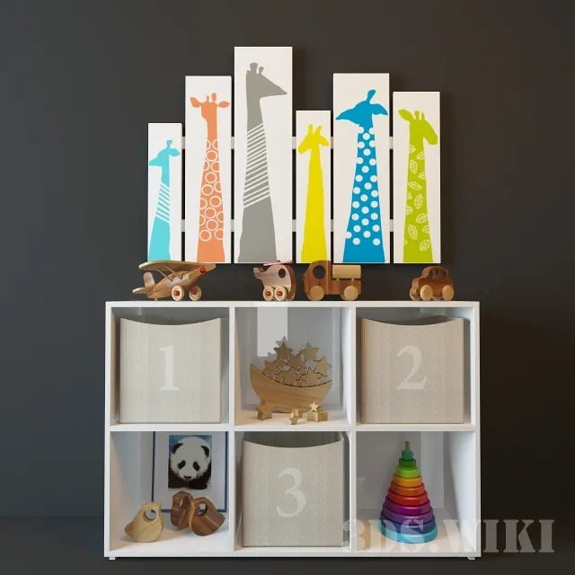 child-room – Set of wooden toys 3D Model